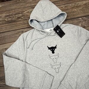 Under Armour Project Rock Rival Fleece Hoodie Men's Size XL Gray 1386874 NWT